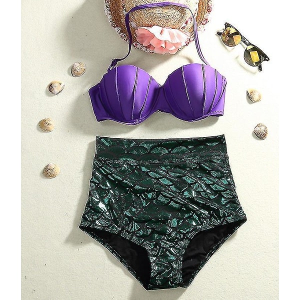 Sexiga simkläder Damkostym Cosplay Mermaid Tail 2 bilder Hög midja Härlig Bikini Dam Swimmin