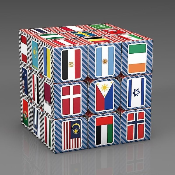 3x3x3 Magic Puzzle Cube National Flag Mönster Cube Barnpresenter Pedagogiska leksaker