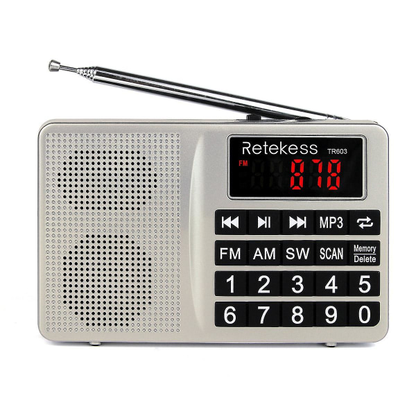 Retecess Digital Display FM AM SW Radio AUX MP3 Audio Player Högtalare för mobiltelefon Present för familj