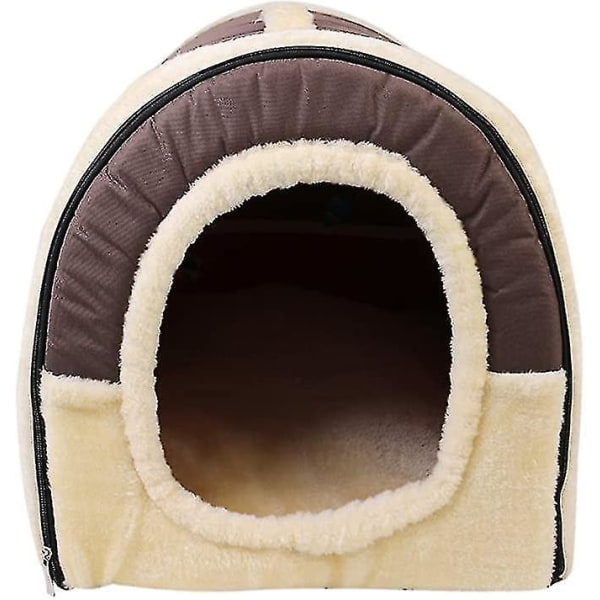 Hundhus med avtagbar kudde, 2 i 1 tvättbar bekväm hundsäng Katthål, hopfällbar anti-halk W