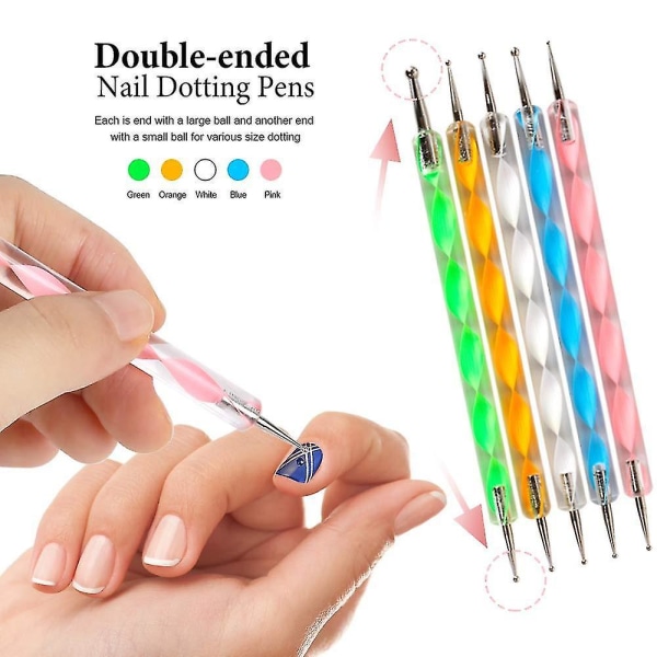 Nagelpenna designer, stämpel nail art med 15st nagelmålningspenslar