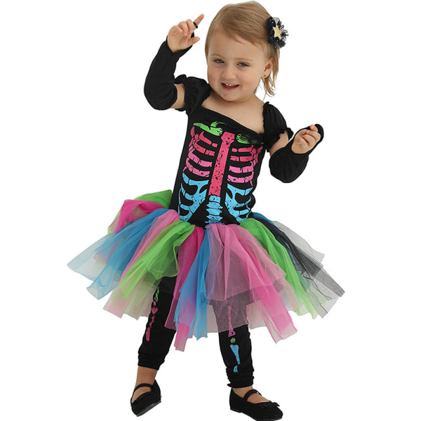 Halloween Kid Color Punk Skull Kostym Cosplay Party Fancy Dress baby baby