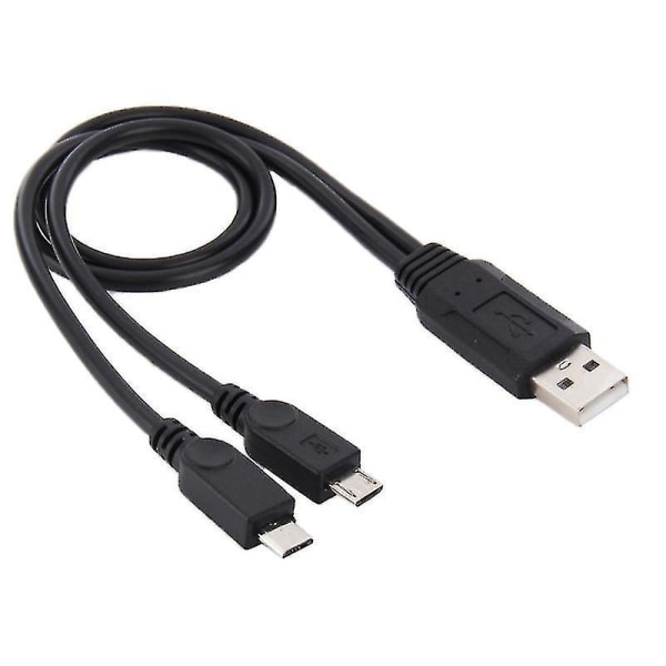 USB 2.0 Hane till 2 Micro USB Hane-kabel, längd: ca 30 cm
