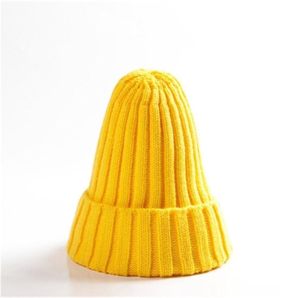 Vinterstickad Varm Mjuk Trendig Kpop Style Ull Beanie Elegant All-match Hat (Ljusgul)