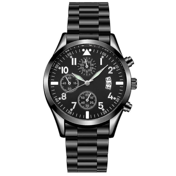 Quartz Armbandsur Classic Calendar Herr Business Steel Watch（02 Guld-Svart）