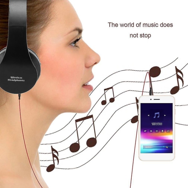 Hopfällbar trådlös stereo Bluetooth headset Mic för Iphone Mobiltelefon Pc Laptop