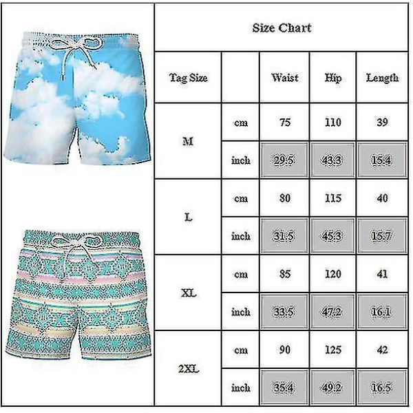 Badbyxor med resår i midjan för män Badshorts Byxor Badkläder Beach Summer Hawaiian Byxor Multicoloured