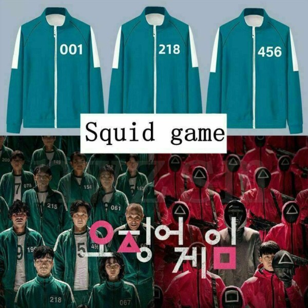 Squid Game Toppar Byxor Tvådelat Set Cosplay Kostym Träningsoveraller 001 4XL 067 3XL