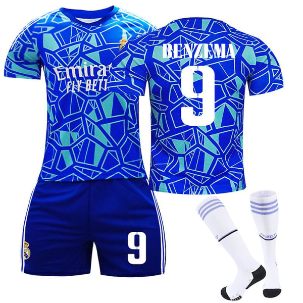 22/23 Real Madrid Goalkeeper Edition Fotbollströja Set VINI JR. 20 Kids BENZEMA 9 Kids 26(140-150CM)