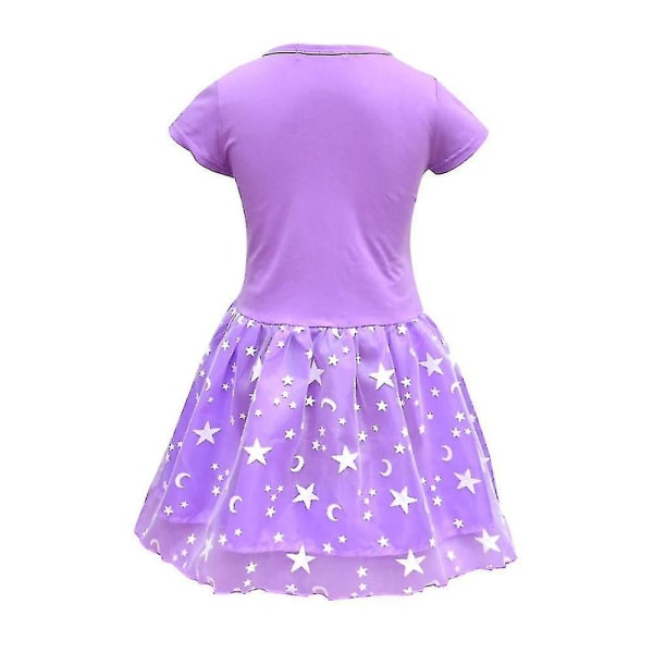 Barn paljetter Unicorn Princess Dress Kortärmade A-line klänningar för 2-7 åriga tjejer Purple