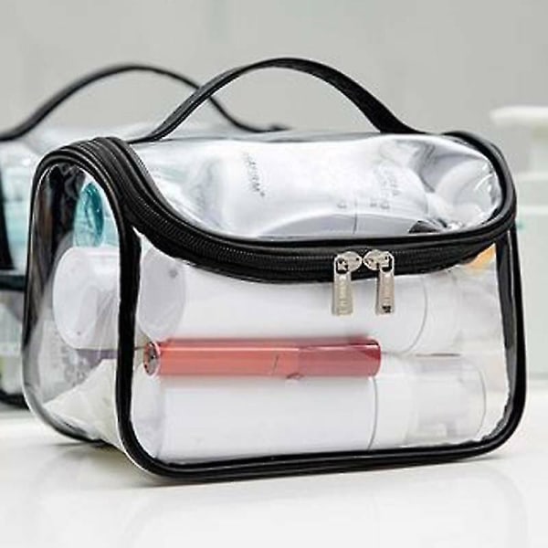 (Svart) Genomskinlig toalettartiklar Kosmetiska Bärbara PVC-väskor Resesminkhållare Väskor Påse Presenter