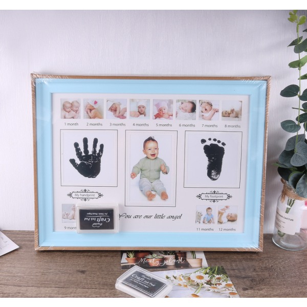 Baby Handavtryck fotavtryck fotoram med stämpel bläck nyfödd