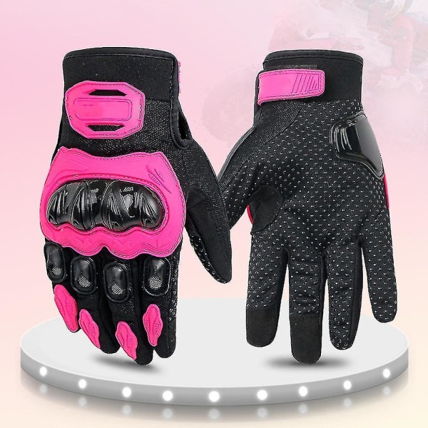 Halkfria motorcykelhandskar för män och kvinnor för fyra säsonger med pekskärmshandskar Pink