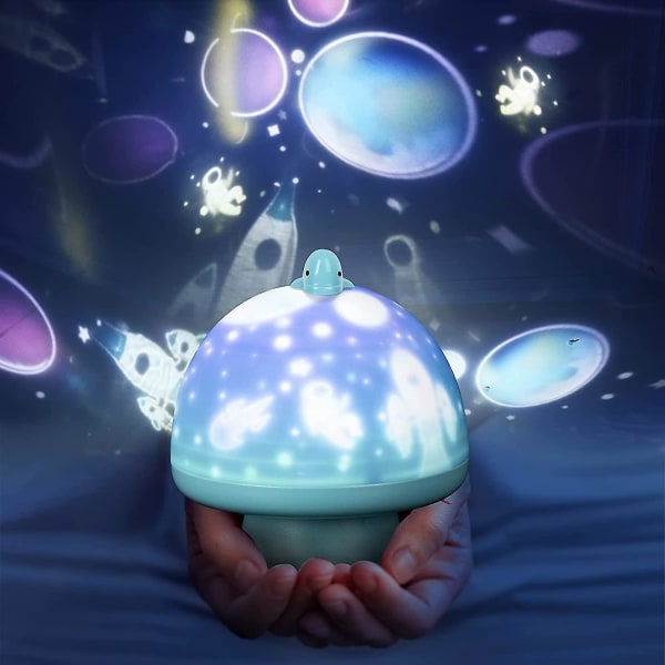 Nattlampor för barnrum, söt svampstjärna projektor vänskapslampa för barn med 8 musik, Rech