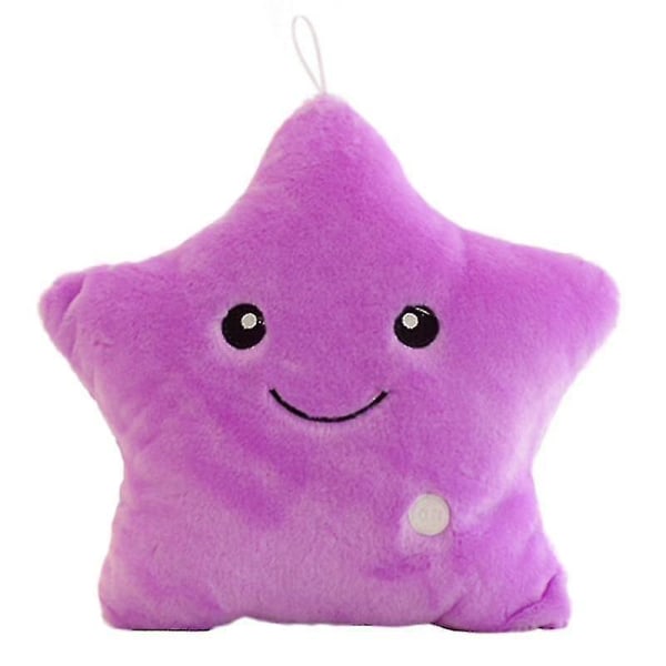Stjärnformad mjuk Luminus-kudde/barn（Purple Star）