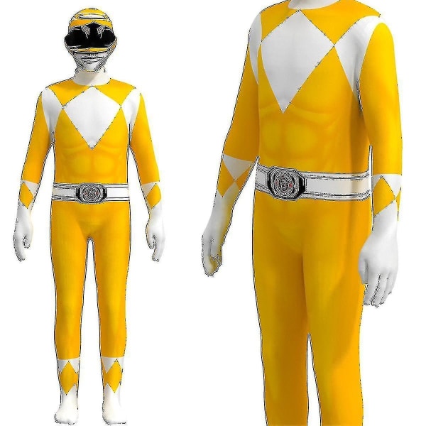 Vuxna barn Power Rangers Mighty Morphin Jumpsuit Party Fancy yellow