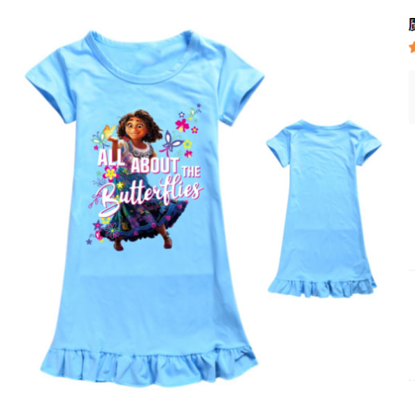 Encanto Mirabel Dress Girls Sovkläder Nattkläder Cosplay kostym Pink 11-12 Years Light Blue 7-8 Years