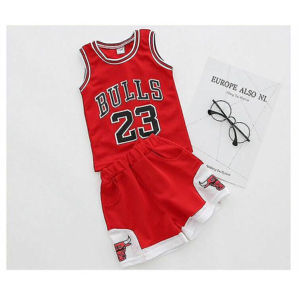 23 Michael Jordan Bulls Baskettröjor Korta kostymer red 130cm