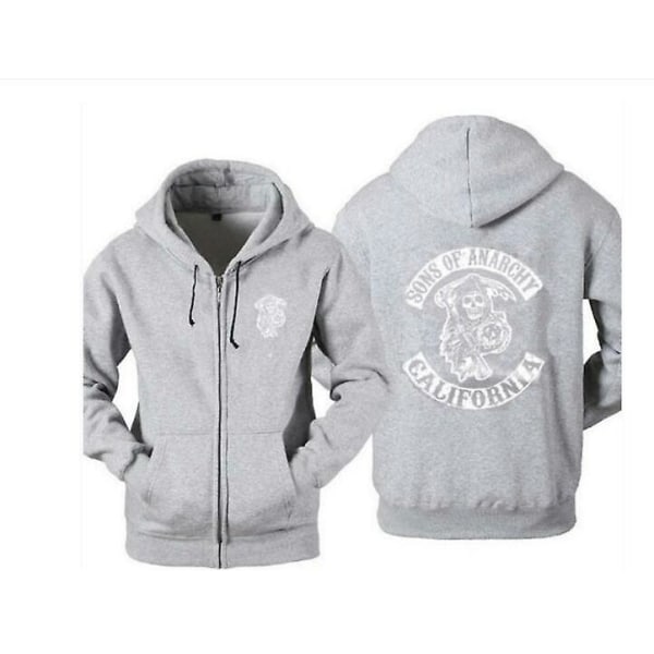 Sons Of Anarchy Hoodie Tv Soa Cosplay Kostym Herr Dragkedja Jacka Läderväst Rock Punk Cap Mayans Mc Halloween Kostym För Herr Hoodie gray L Hoodie gray XXL