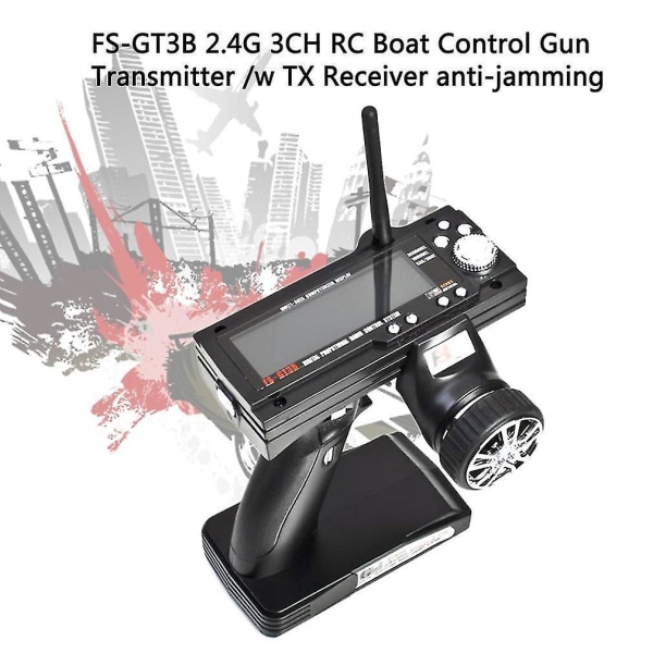Fs-gt3b 2,4g 3ch Rc Båtkontrollpistolsändare /w Tx-mottagare Anti-jamming