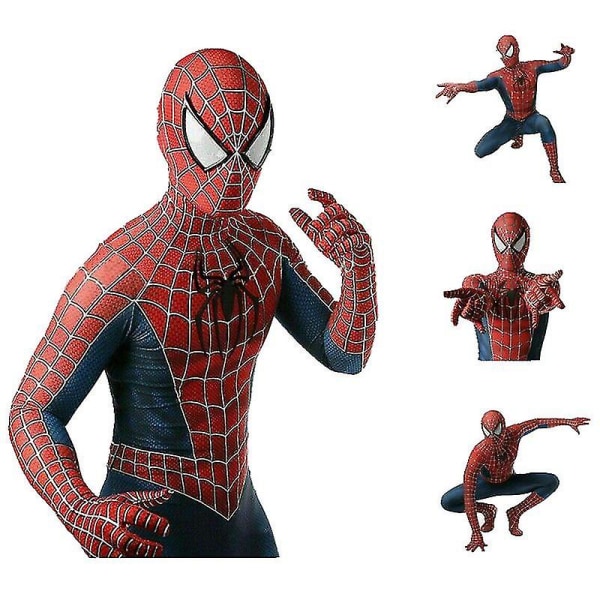 Raimi Spider Mans Barn Vuxna Jumpsuit Cosplay Kostym Kostym Party Present Kids S (110-120) Aldult M (160-170)