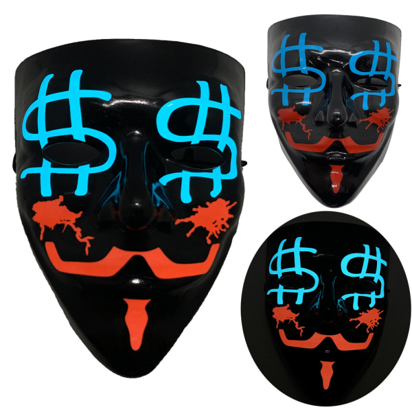 Halloween Mask Kostym Cosplay Led Mask EL Wire Light up