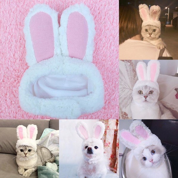 Cat Bunny Rabbit Ears Hat Cap Pet Cosplay Kostymer för Cat Small