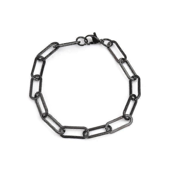 Rostfritt stål länkkabelkedja armband, ovala smycken, män (svart-7 mm)