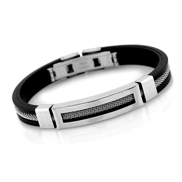 12 mm män Casual armband i rostfritt stål Silikonkedja Trendiga armband