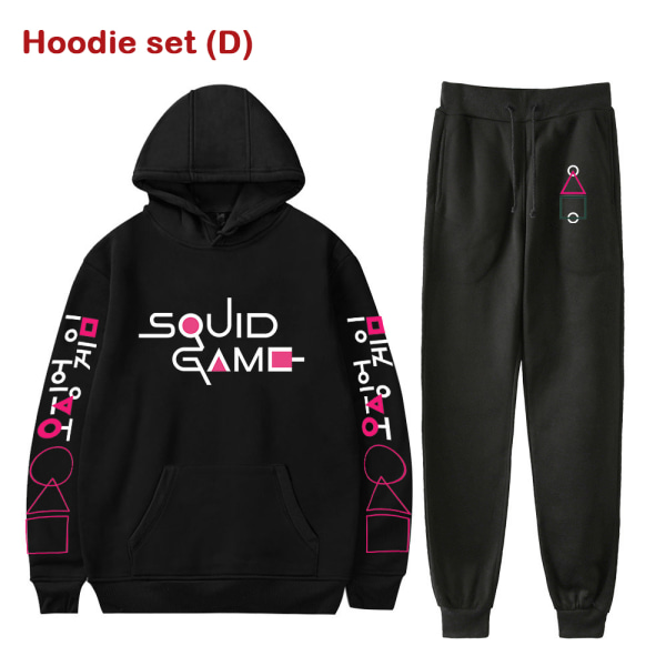 S-4XL Squid Game Cosplay Costumes 2D Printing Hoodie Sweatshirt red Hoodie set(D)-L black Hoodie (C)-XL