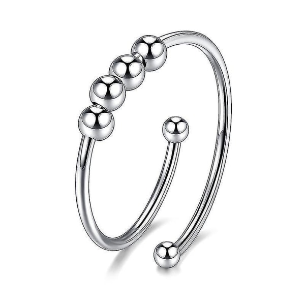 Anti-ångestring Set Fidget Öppen Ring med pärlor Dekor Justerbar Koppar Finger Smycken Spinner