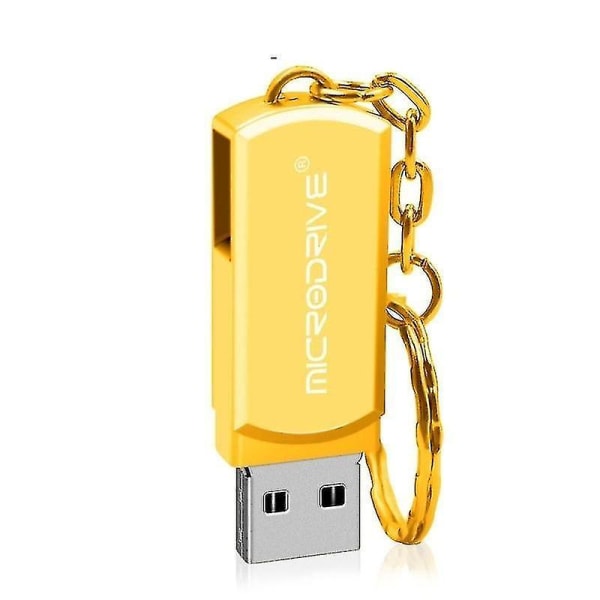 MicroDrive 64GB USB 2.0 Creative Personality Metal U Disk med nyckelring (guld)