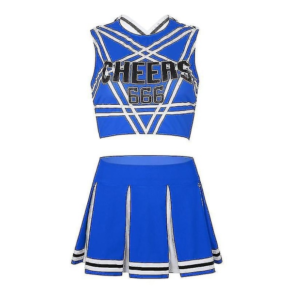 cosplay uniform sexiga underkläder cheerleader kostym set Halloween Blue 2XL Blue XS