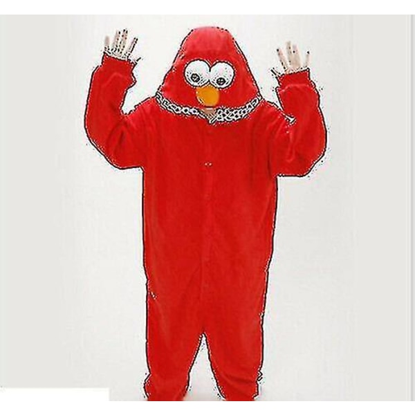 Vuxen Sesame Street Cookie Elmo Costume Pyjamas_y Red