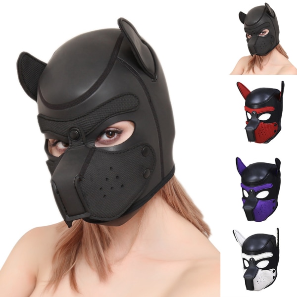 Halloween Mode latexgummi Rollspel Hundmask Valp Cosplay black+white black