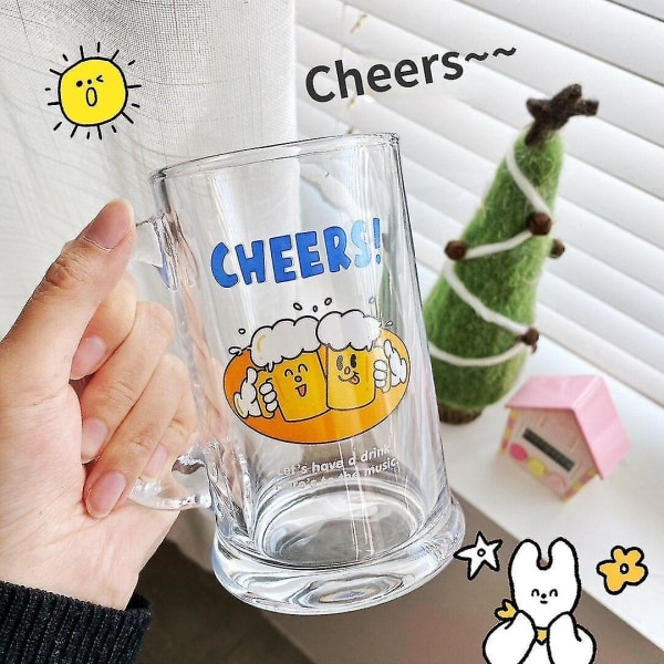 Drinking Beer Brothers Glasölmugg Söt Healing Water Cup Dricker öl (transparent)