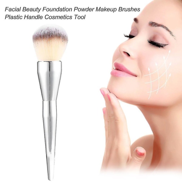 Facial Beauty Foundation Powder Makeup Borstar Plasthandtag Kosmetikverktyg