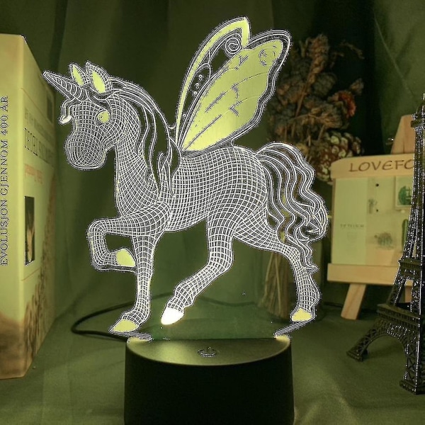 Unicorn Kids Sovrum Anime Nightlight Bordslampa 3d Led Night Light