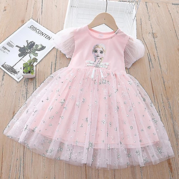 3-7 år Barn Flickor Frozen Elsa Princess Dress Presents Pink