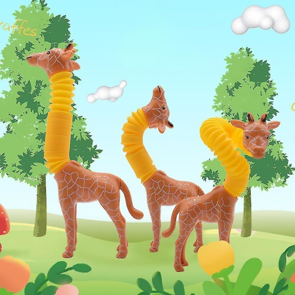 Popping tube hals giraff med ljus för alla åldrar Finmotorik Fidget Toy