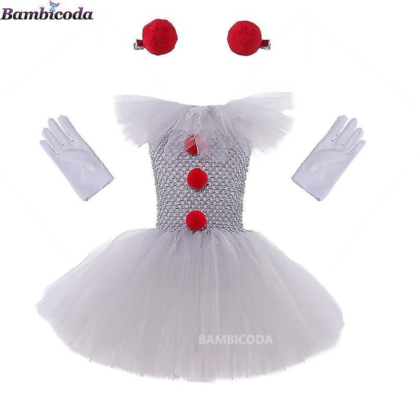 Grå tjejer Halloween kostym Tutu klänning läskig clown Barn Karneval Fest Cosplay Kläder Barn T
