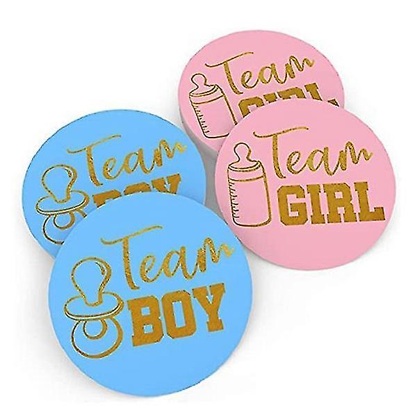 48 delar Gender Reveal Stickers Spel Team Boy & Team Girl Perfekt Gender Reveal Party Supplies Pojke