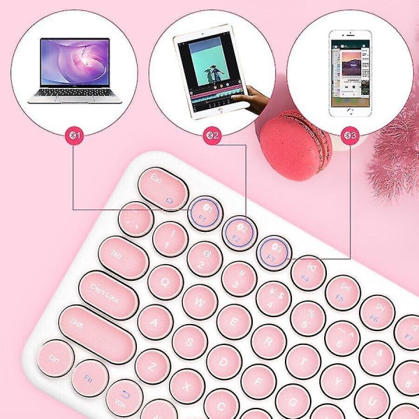 Qwert Bluetooth iPad Tangentbord Mus Set För Laptop PC Mini Uppladdningsbart Magic Keyboard (rosa)