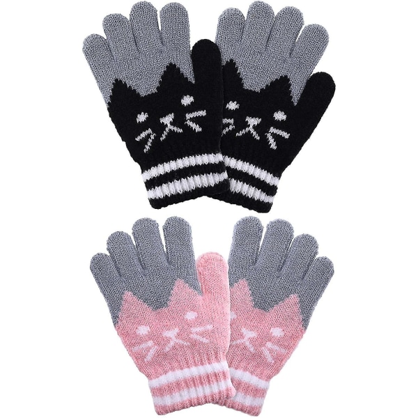 2 par Vinterhandskar för barn Helfingerstickade handskar Varma stretchiga  vantar för pojkar, flickor, tillbehör 56a9 | Fyndiq