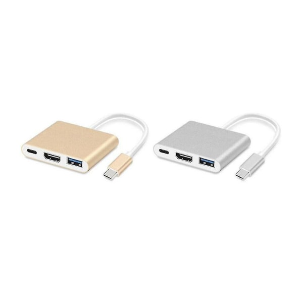 USB-C Multiport Adapter för USB 3.0, 4K HDMI och USB-C 3.1 dockningsstation (Silver)