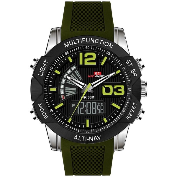 KAT-WACH KT718 Dual Display Digital Watch Chronograph Vattentät silikonrem