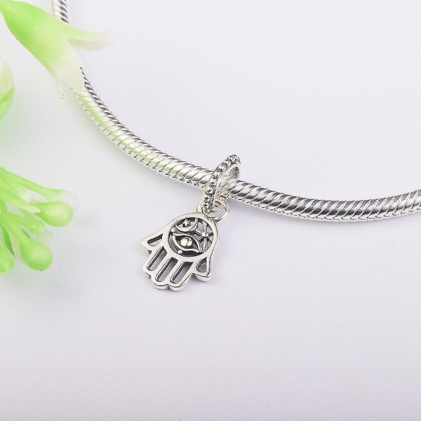 Armband Skyddande Hamsa Hand Dangle Charms 925 Sterling Silver Smycken |Charms