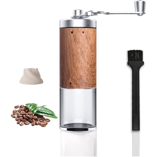 Manuell kaffekvarn, justerbar keramisk konisk burr kvarn, träkorn hand kaffekvarn