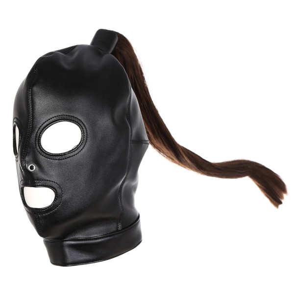 för huvudskyddssele PU-mask med peruker Huvudbonader Cosplay-kostym BDSM Sex T