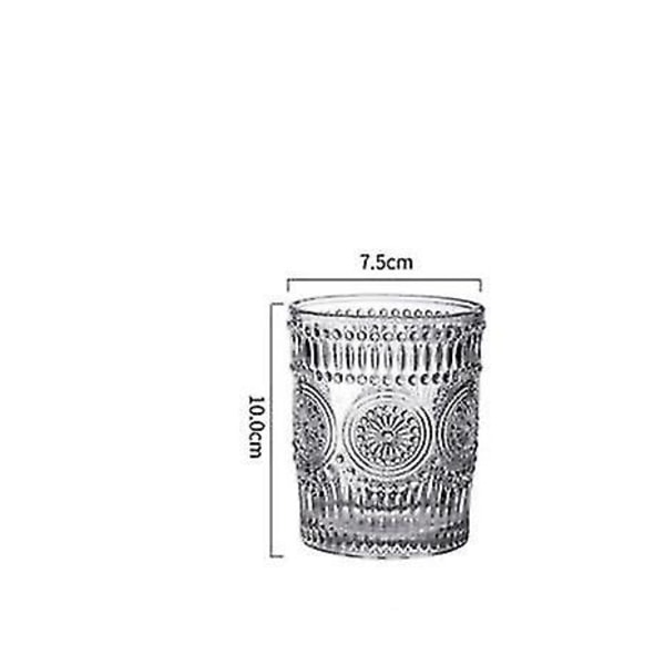 1st 300ml Nordic Phnom Penh Glas Retro Sunflower Relief Water Cup (Short Cup Transparent)